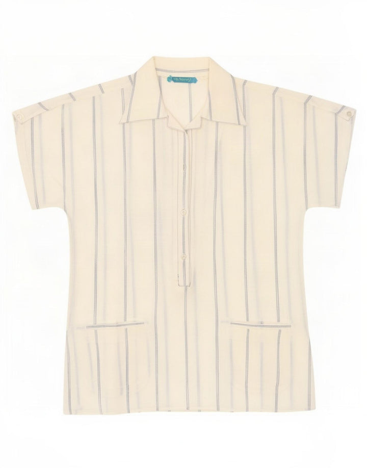 Cacharel Camisa tipo pulóver de manga corta para mujer Reino Unido 40 Mediana Rayas blancas