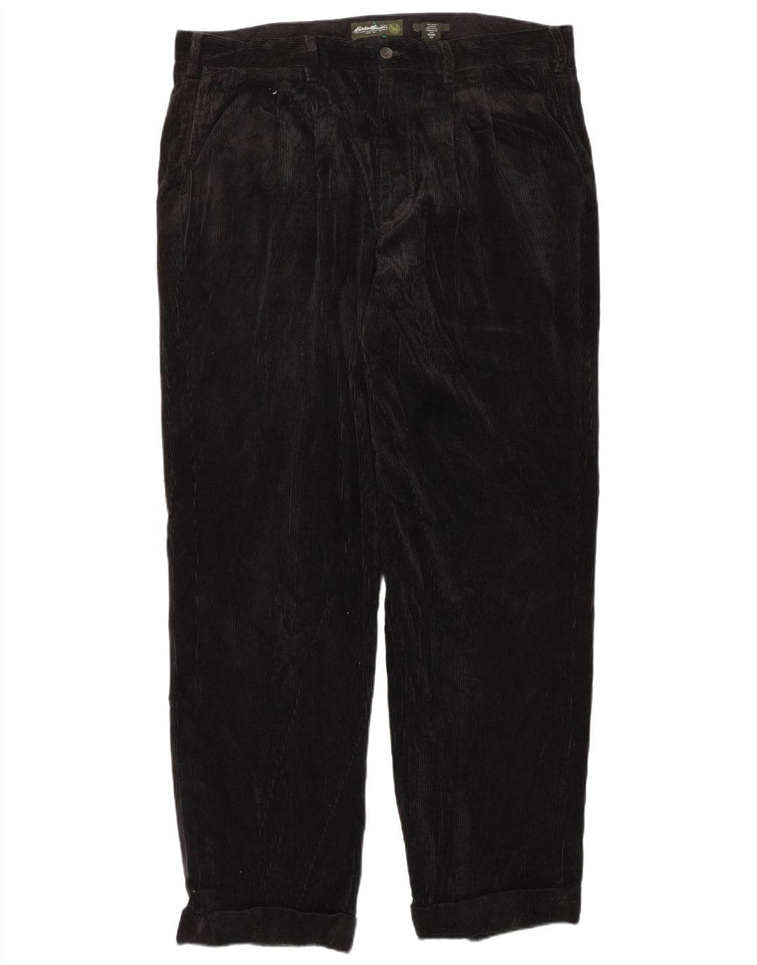 EDDIE BAUER Pantalones altos de pana con ajuste relajado para hombre W40 L34 Negro