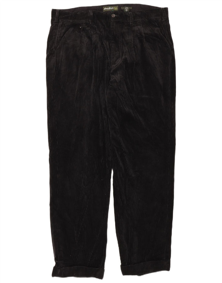EDDIE BAUER Pantalones altos de pana con ajuste relajado para hombre W40 L34 Negro