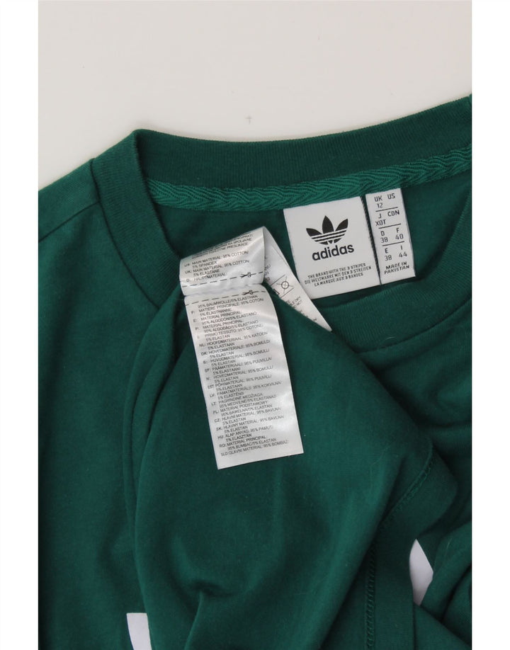 ADIDAS Camiseta gráfica para mujer Top UK 12 Algodón verde medio