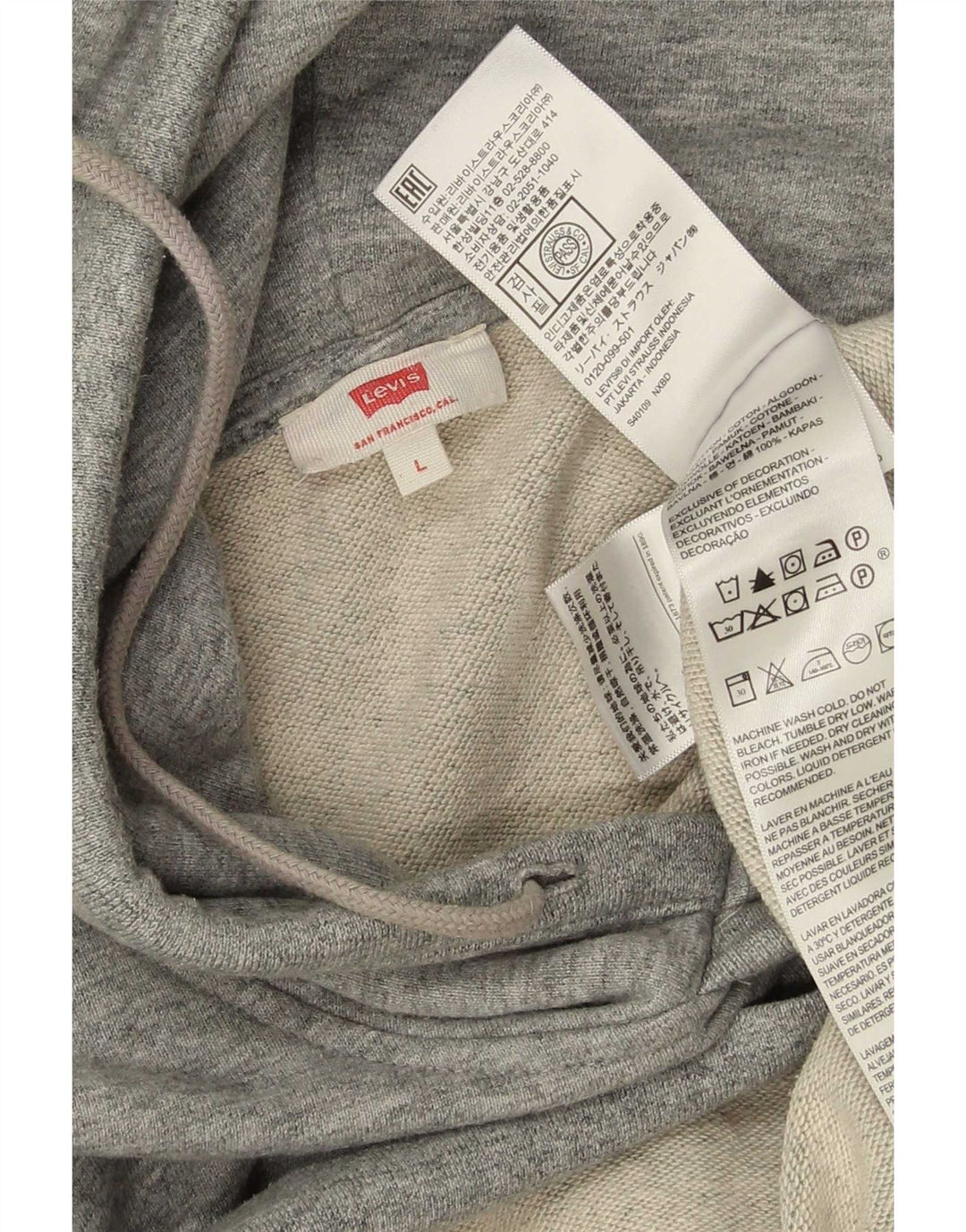 Levi's Jersey con capucha para hombre de algodón moteado gris grande con capucha