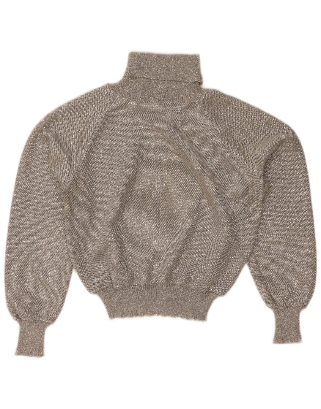 Vintage mujer crop roll cuello jersey suéter Reino Unido 12 gris medio
