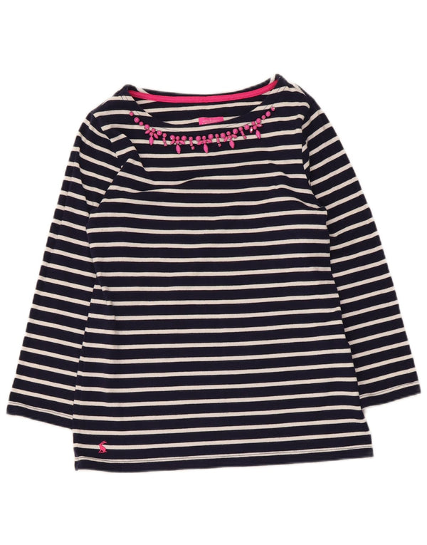 Joules Top Mujer Manga Larga UK 8 Small Azul Marino Rayas Algodón