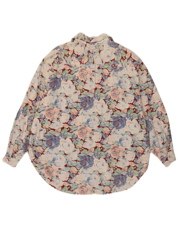 Vintage mujer pana camisa blusa Reino Unido 20 2XL multicolor floral