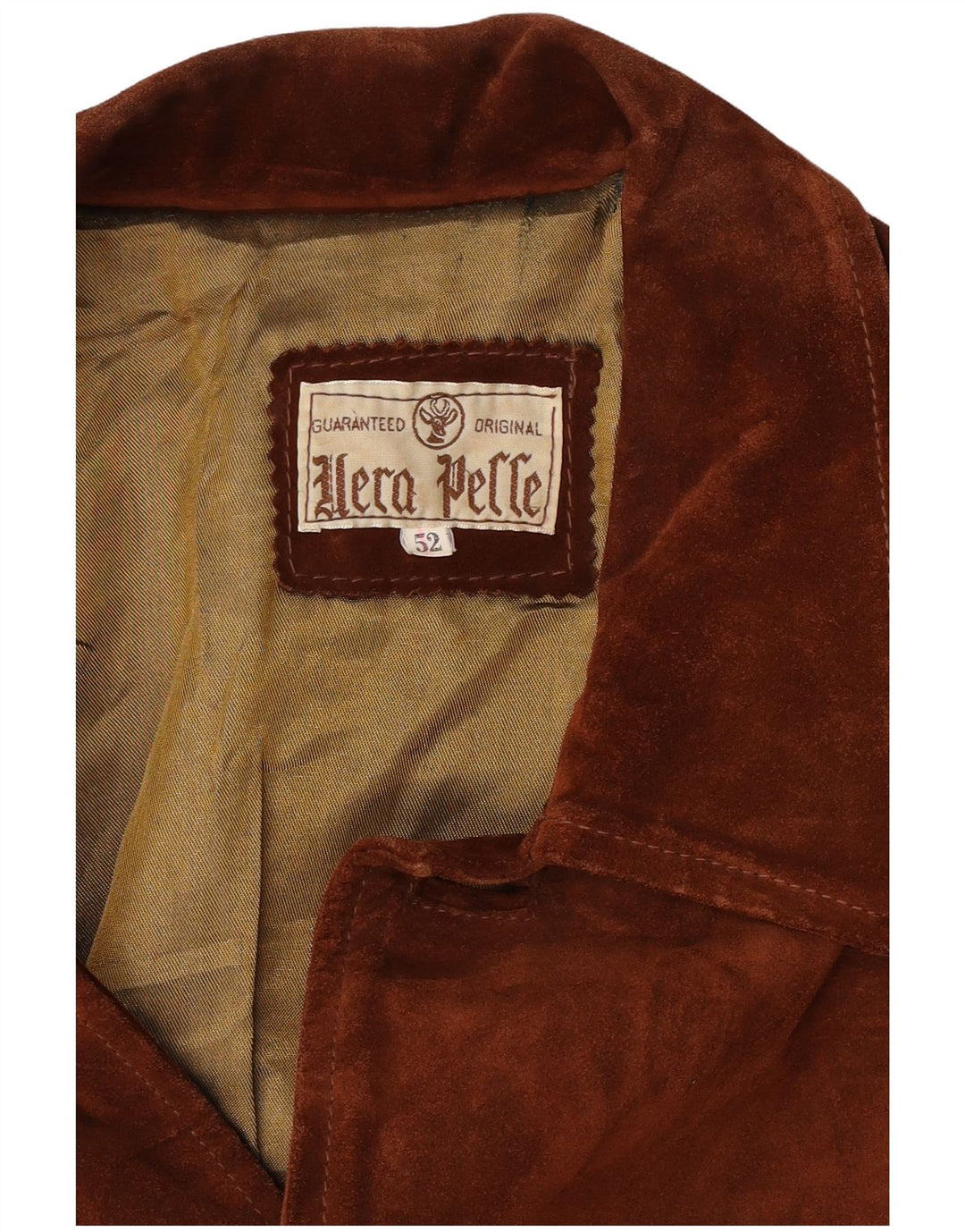 Chaqueta de ante vintage para hombre IT 52 XL cuero marrón