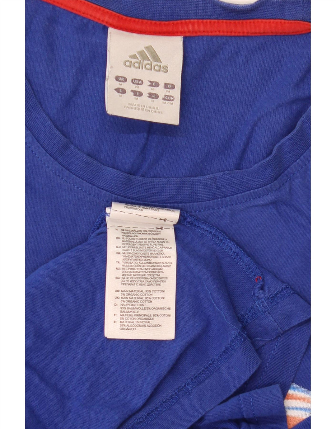 Adidas Hombre Camiseta Gráfica Top Algodón Azul Medio