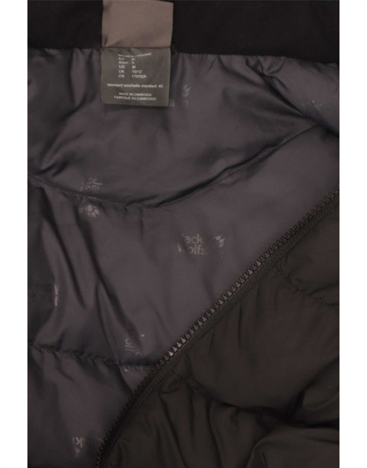 Jack Wolfskin Abrigo acolchado con capucha para mujer UK 10/12 Mediano Negro Poliéster