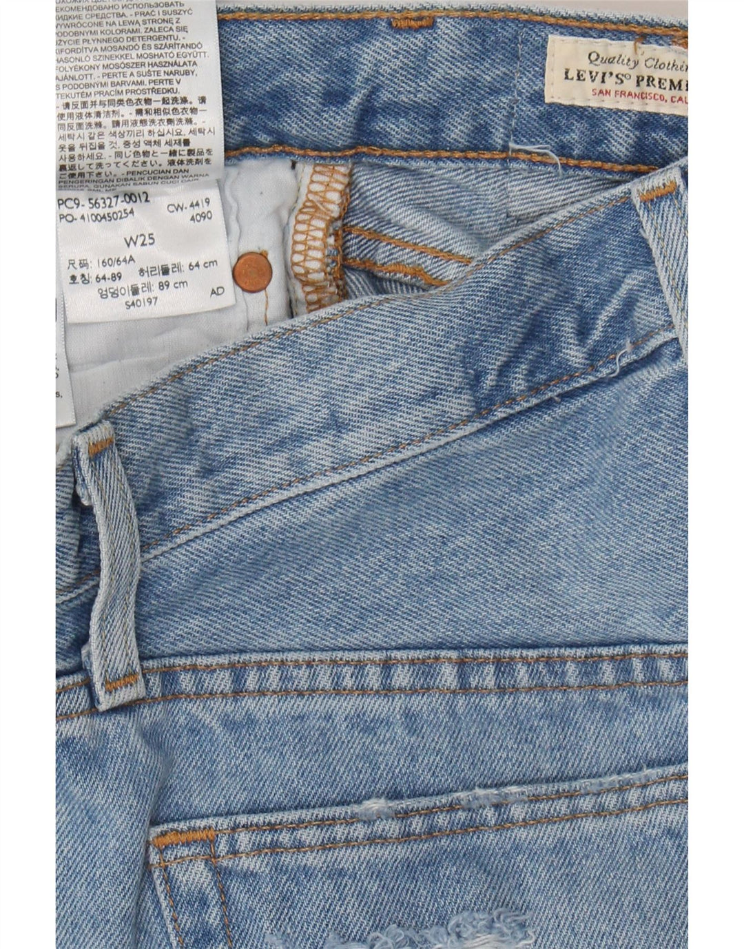 Levi's Shorts De Mezclilla Desgastados De Cintura Alta Para Mujer W25 XS Algodón Azul