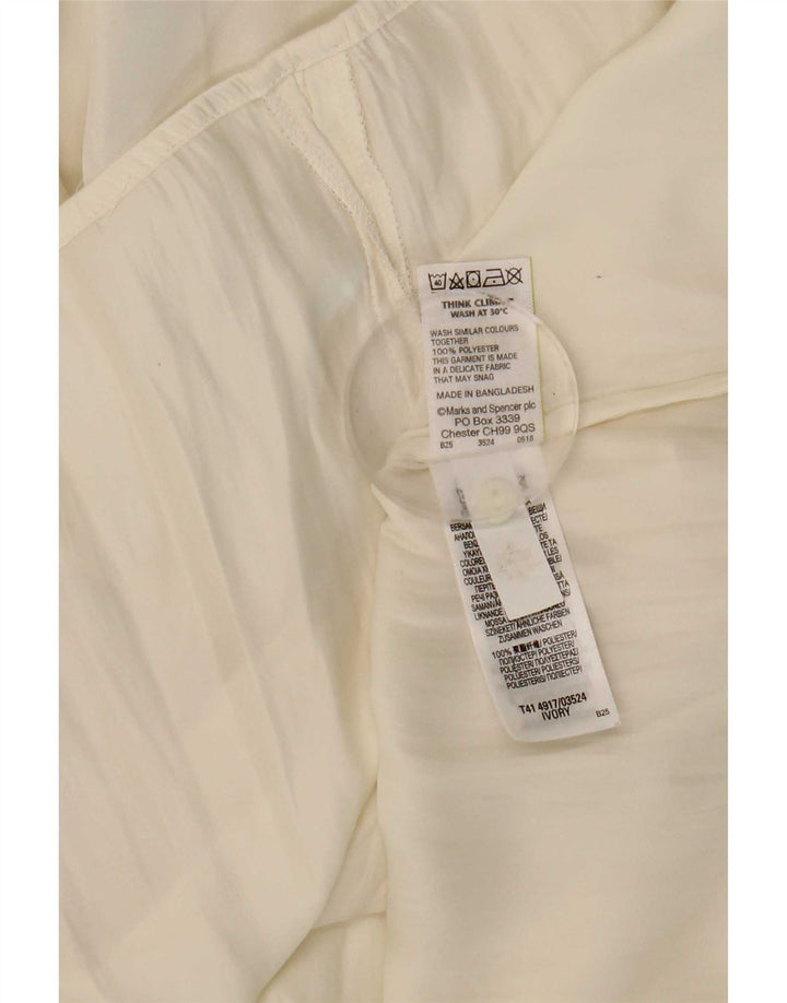 Marks & Spencer Blusa de Manga Larga con Volantes en la Parte Delantera para Mujer UK 40 XL Beige
