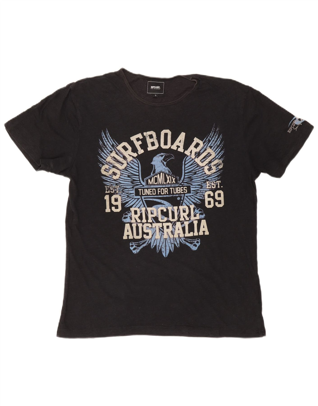 RIP CURL Camiseta gráfica para hombre Top pequeño negro