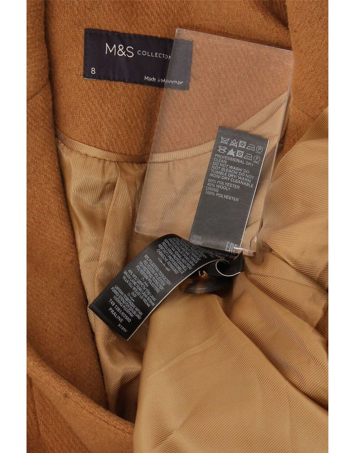 Marks & Spencer Abrigo cruzado para mujer UK 8 Small Beige Poliéster