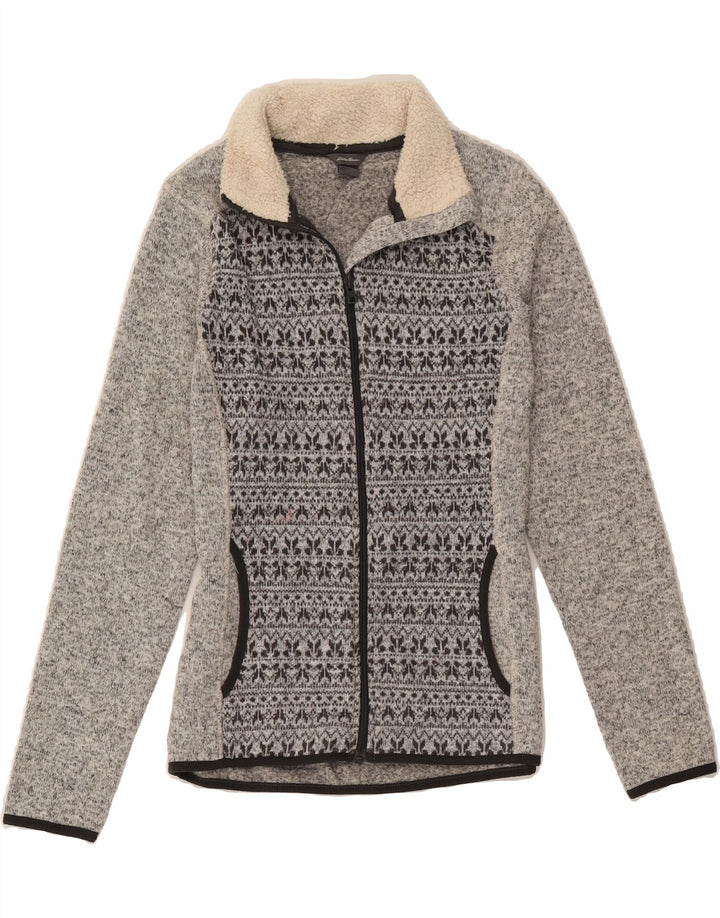 EDDIE BAUER Womens Tracksuit Top Jacket UK 10 Small Grey Fair Isle Vintage Eddie Bauer and Second-Hand Eddie Bauer from Messina Hembry 
