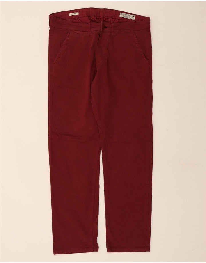 JACK & JONES Pantalón chino slim fit para hombre W34 L30 Algodón granate