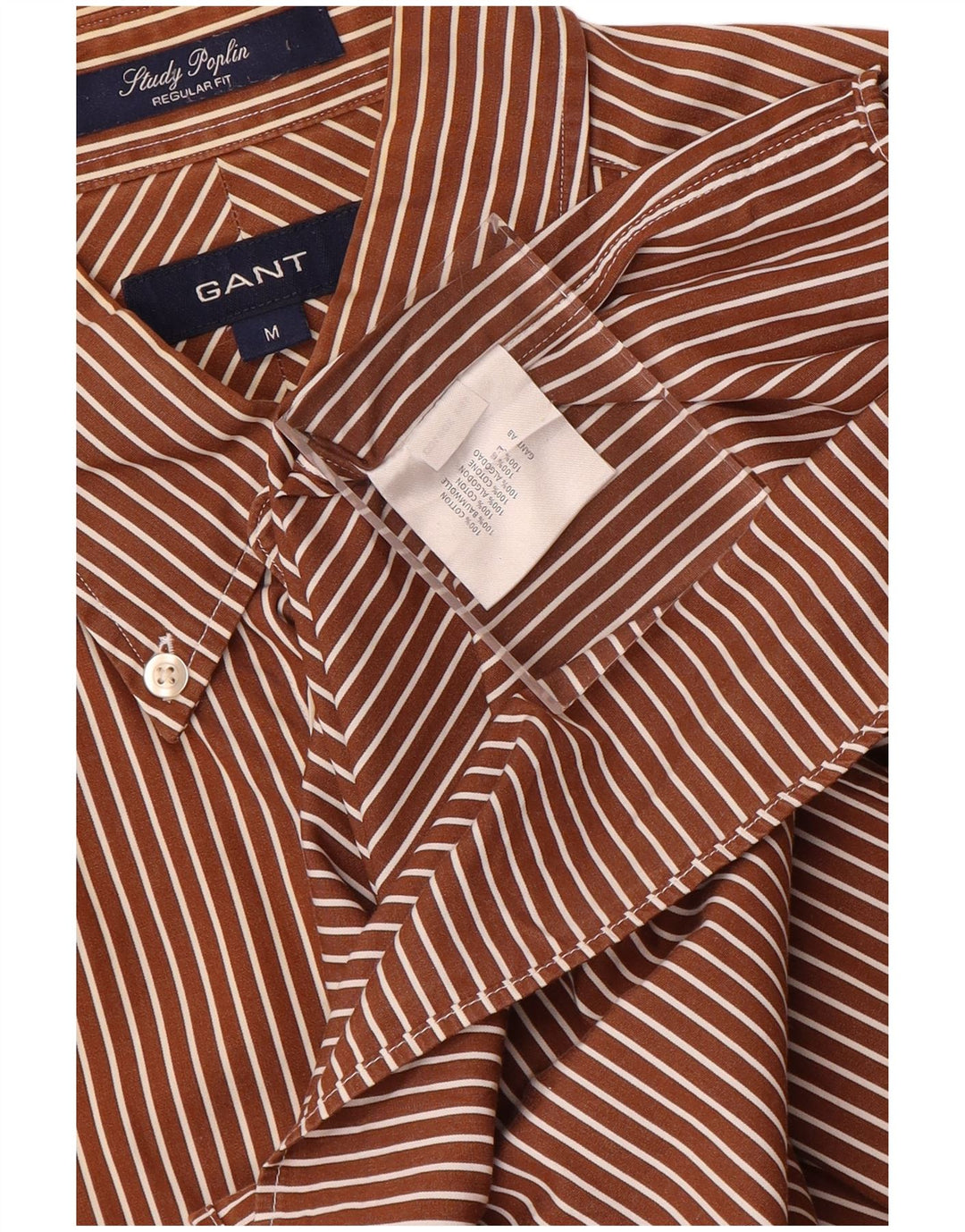 Camisa Gant Regular Fit De Algodón A Rayas En Marrón Medio |