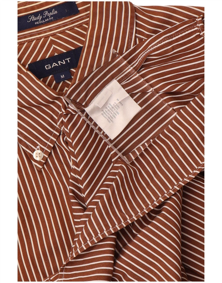 Camisa Gant Regular Fit De Algodón A Rayas En Marrón Medio |