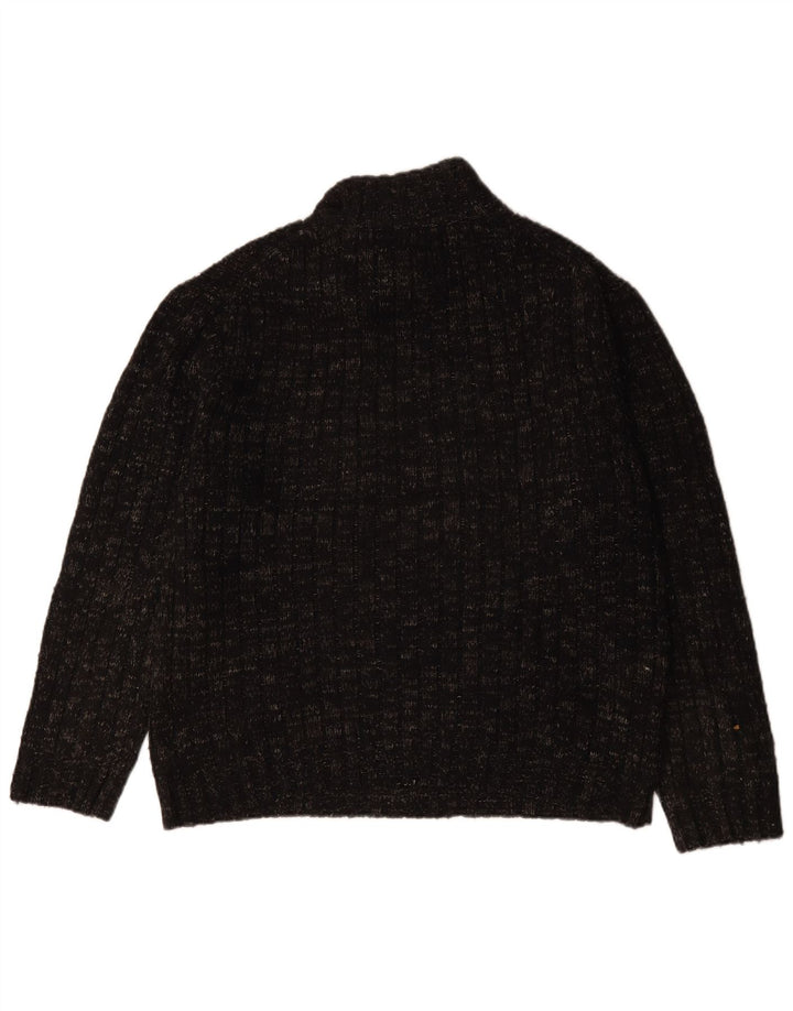 Marks & Spencer Suéter tipo jersey con cuello y cremallera para hombre de lana moteada gris grande