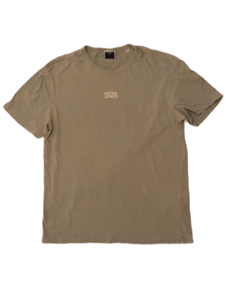 JACK & JONES Hombre Camiseta Top Large Khaki Algodón