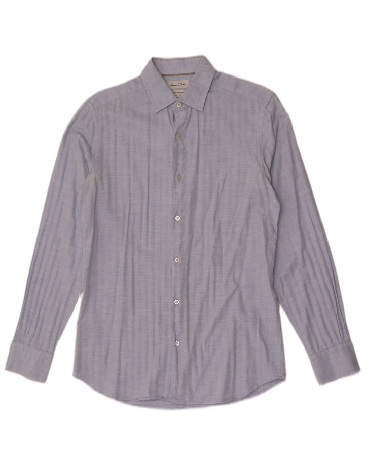 MASSIMO DUTTI Camisa Hombre Small Azul Espiga Algodón