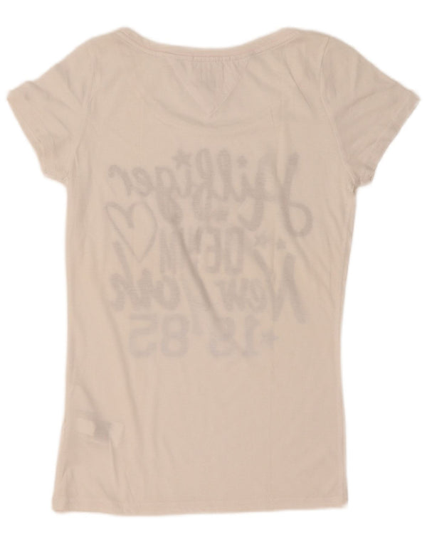 Tommy Hilfiger Camiseta gráfica para mujer Top UK 6 XS Algodón blanco