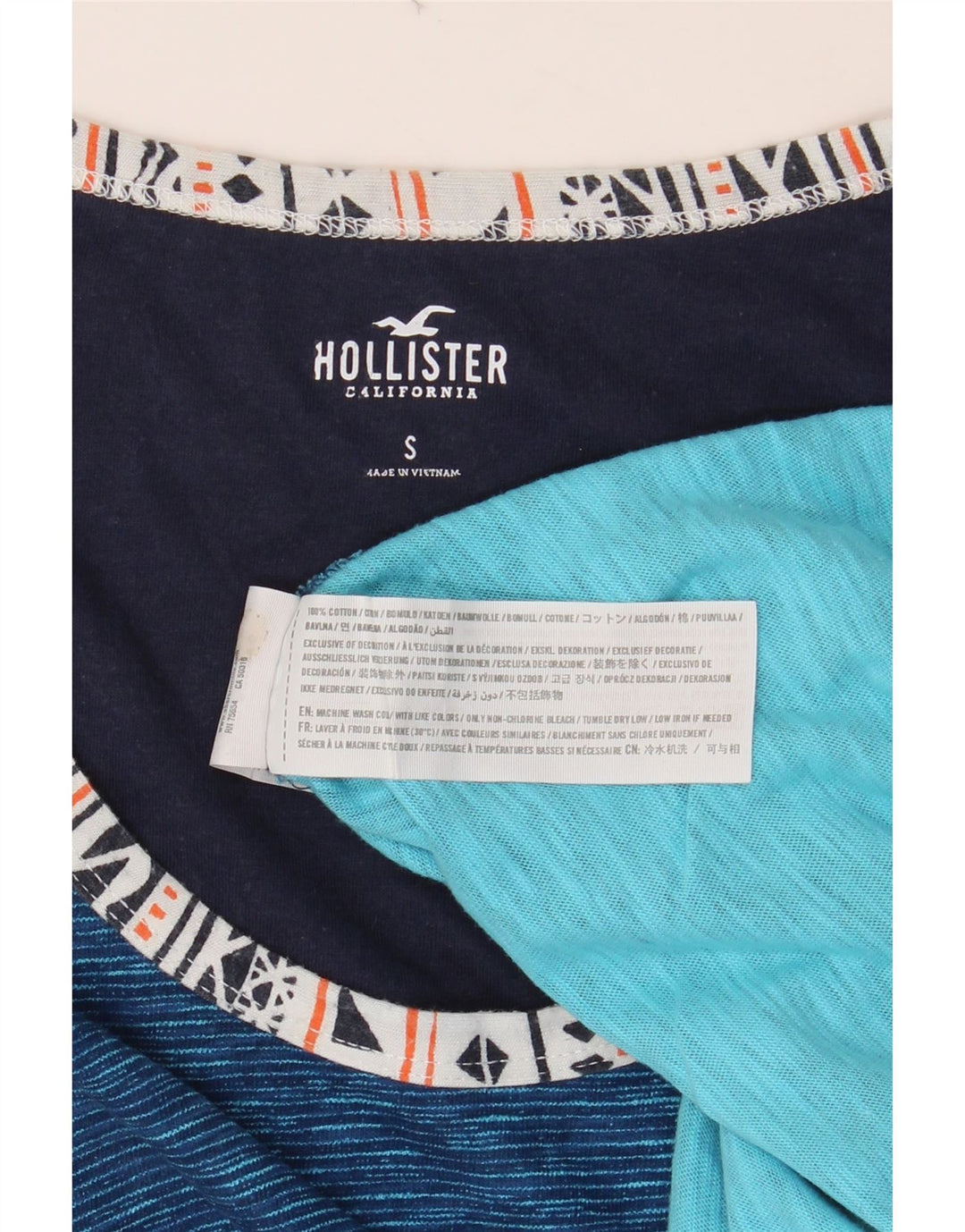 HOLLISTER Camiseta sin mangas para hombre de algodón a rayas azules pequeñas