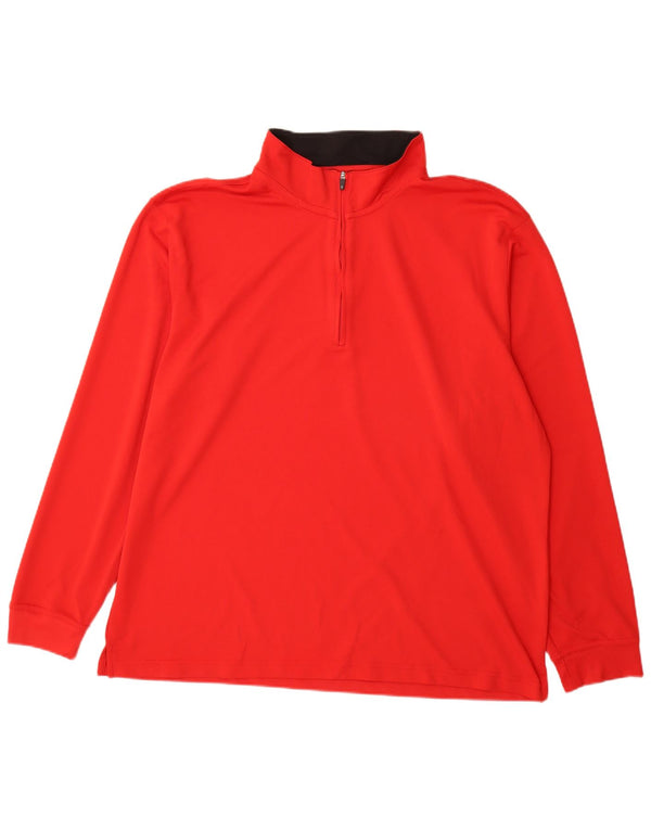 Izod Mens Zip Neck Jersey Chándal Top 2XL Poliéster Rojo