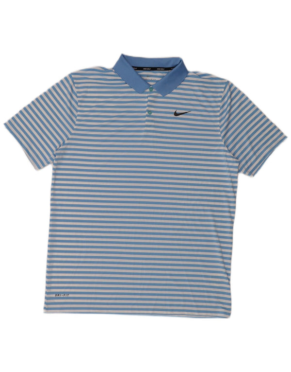 Nike Polo Dri Fit para hombre poliéster a rayas azules grandes