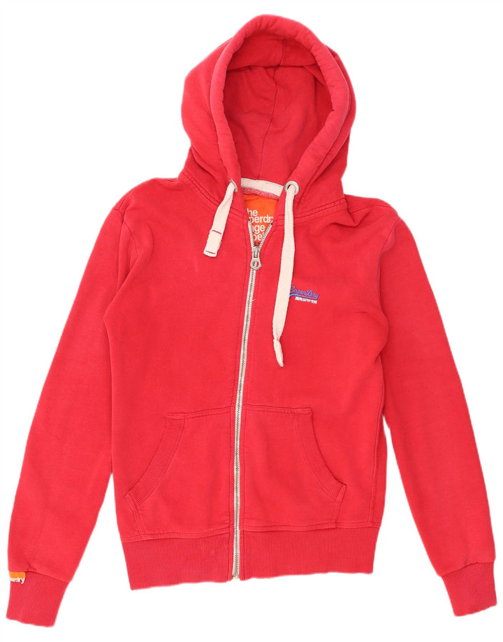 Superdry Sudadera con capucha y cremallera para hombre, talla pequeña, algodón rojo