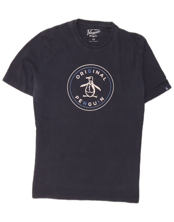 Penguin - Camiseta gráfica para hombre, talla grande, algodón azul marino