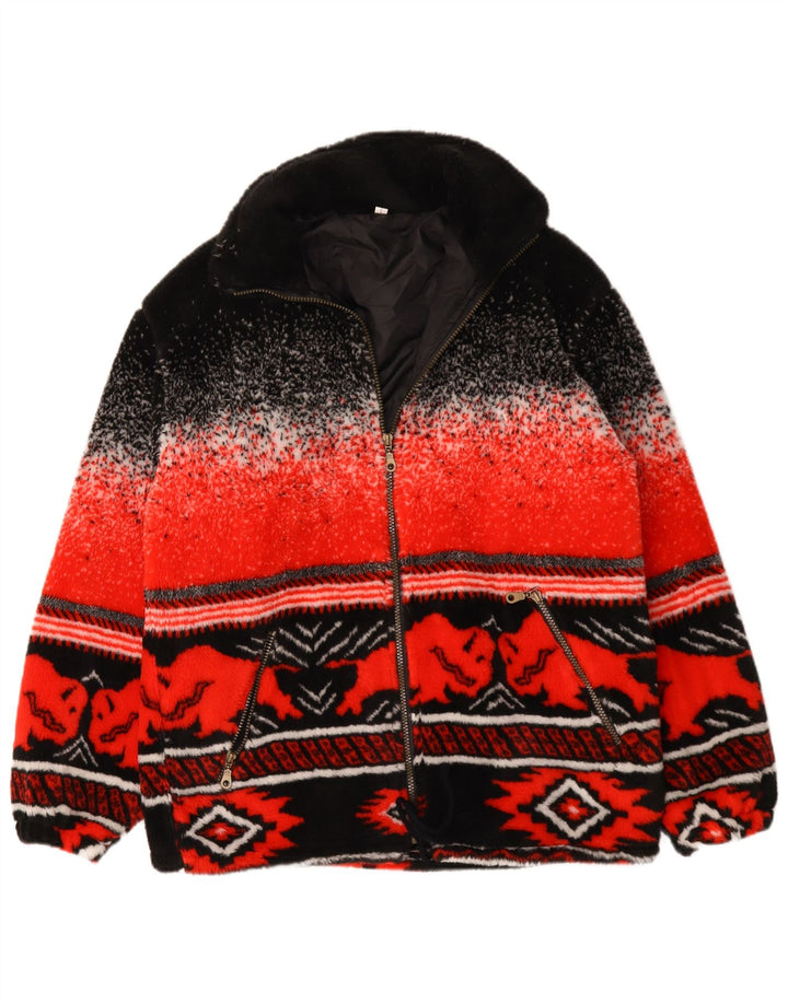 Vintage hombres Cardigan suéter Reino Unido 38 Medio Rojo Fair Isle