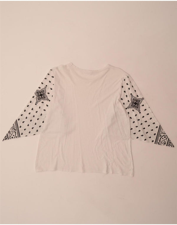 ZARA Blusa Mujer Top UK 44 Medio Blanco Paisley
