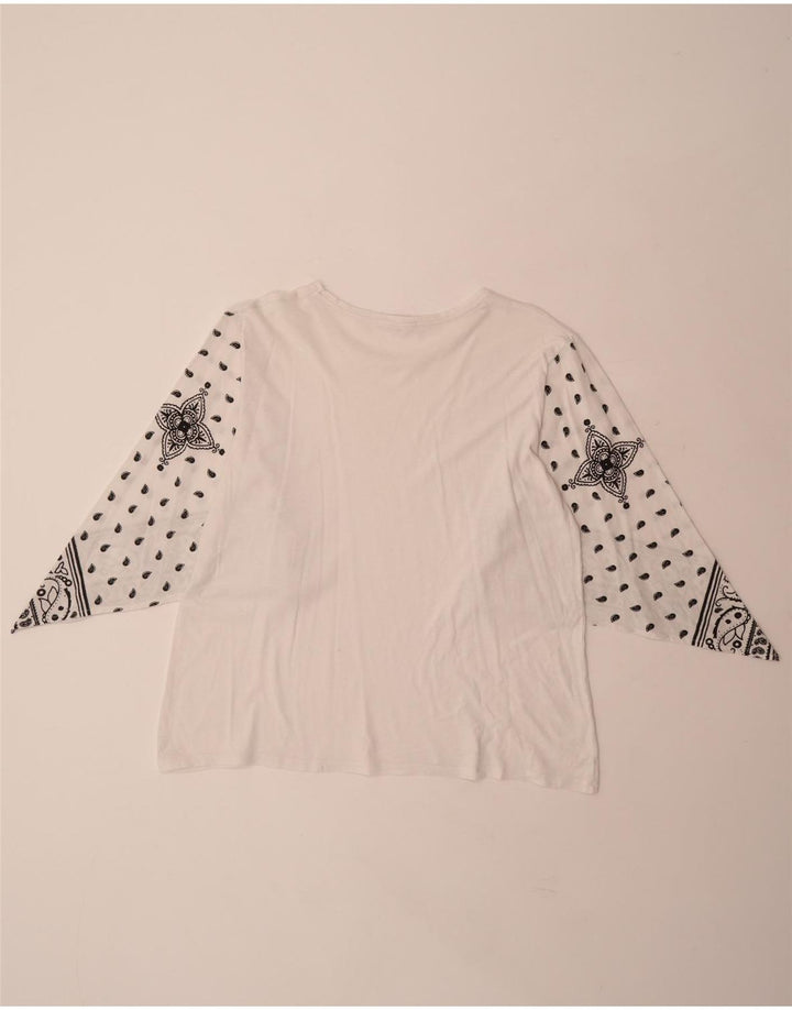ZARA Blusa Mujer Top UK 44 Medio Blanco Paisley