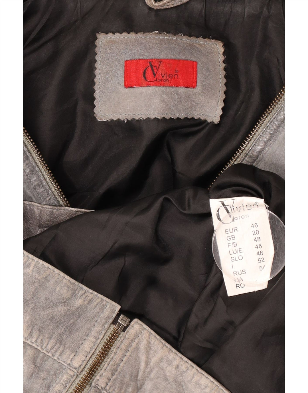 Vivien Caron Chaqueta de cuero para mujer UK 20 2XL Cuero gris