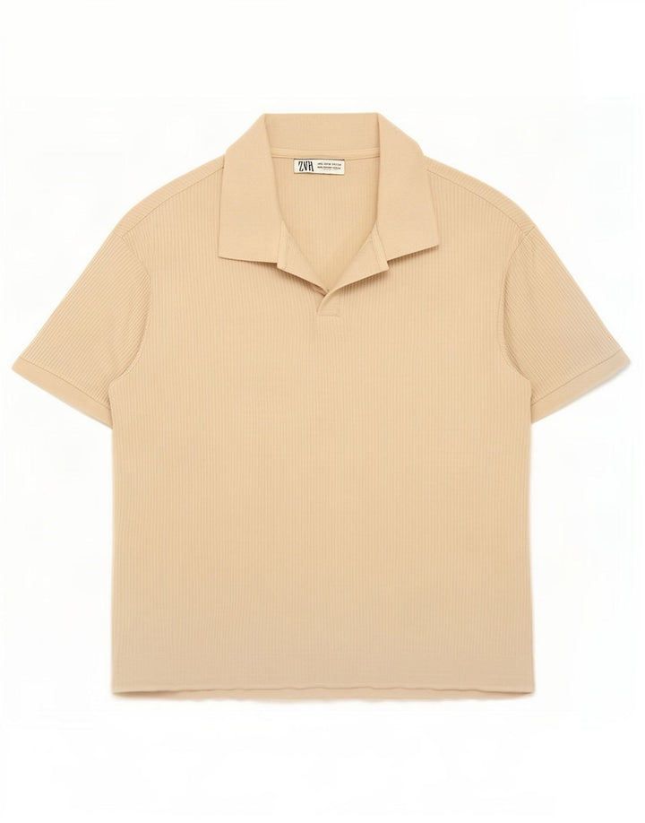 Zara Hombre Polo Manga Corta Beige Medio