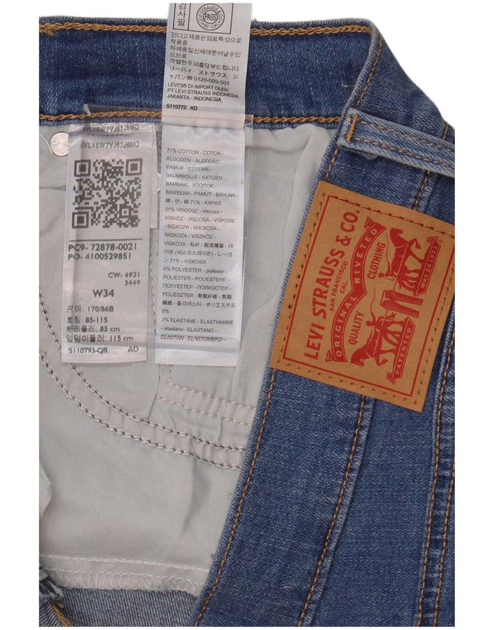 LEVI'S Womens Distressed High Rise Denim Shorts W34 Large Blue Cotton