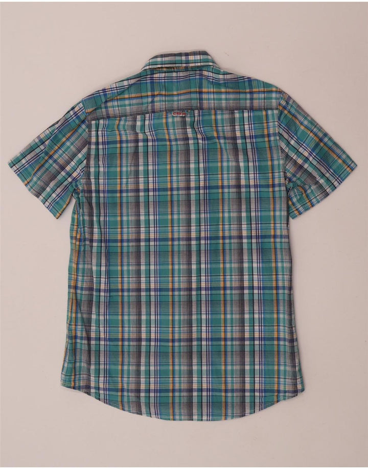 Crew Clothing Camisa de manga corta para hombre Algodón a cuadros azul medio