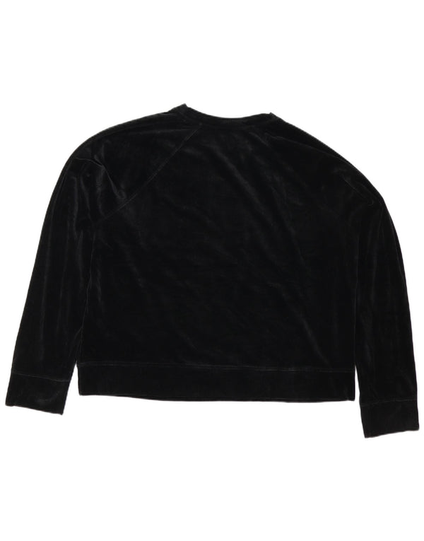 Dkny Mujer Crop Velour Sudadera Jumper UK 18 XL Poliéster Negro
