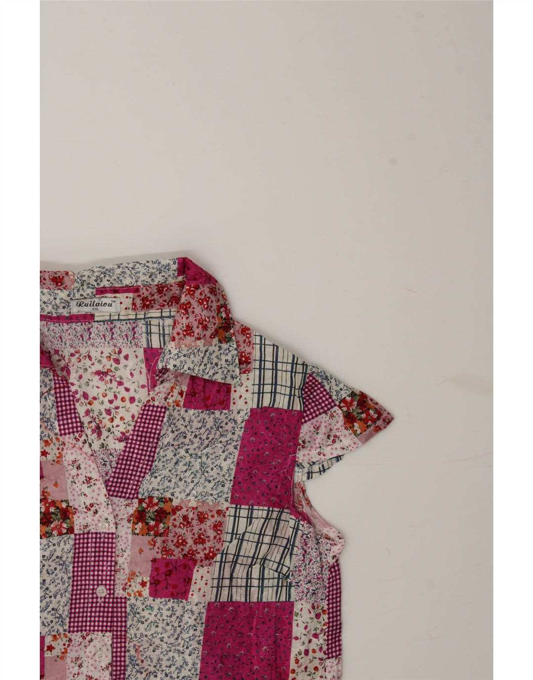 VINTAGE Girls Short Sleeve Shirt 11-12 Years 2 XL Multicoloured Patchwork Vintage Vintage and Second-Hand Vintage from Messina Hembry 