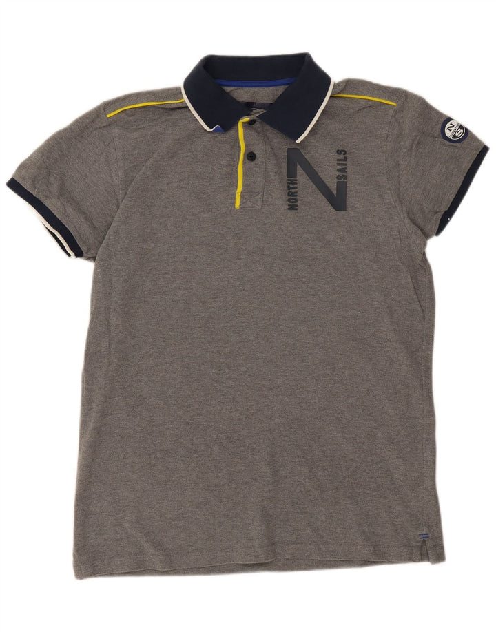 North Sails Polo gráfico para hombre de algodón gris grande