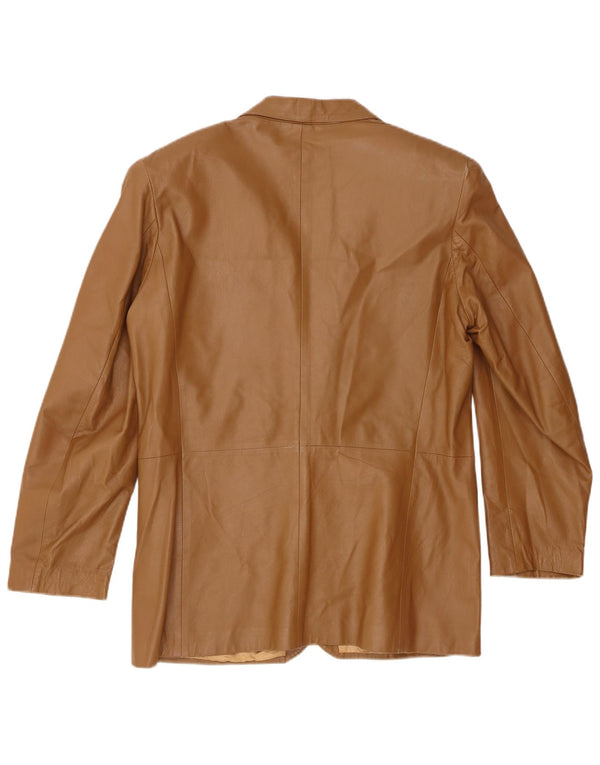Vintage hombres 2 botones cuero Blazer chaqueta IT 50 grande beige