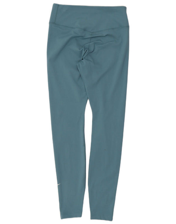 Nike Womens Dri Fit Leggings UK 8 Small Blue Polyester