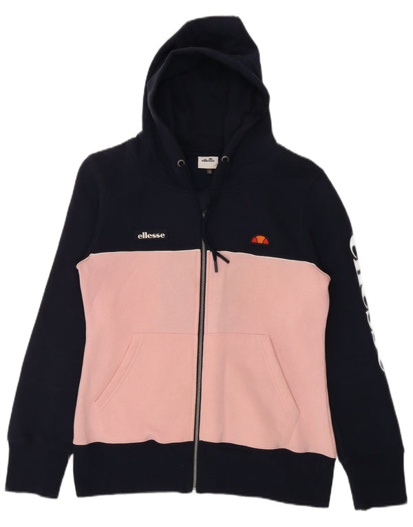 Ellesse Suéter con capucha y cremallera para mujer UK 40 Medium Azul marino Colorblock