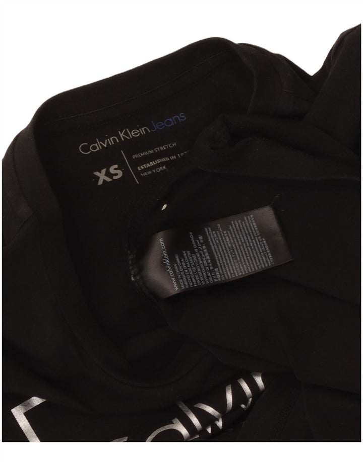 CALVIN KLEIN JEANS Camiseta gráfica para mujer Top UK 6 XS Algodón negro