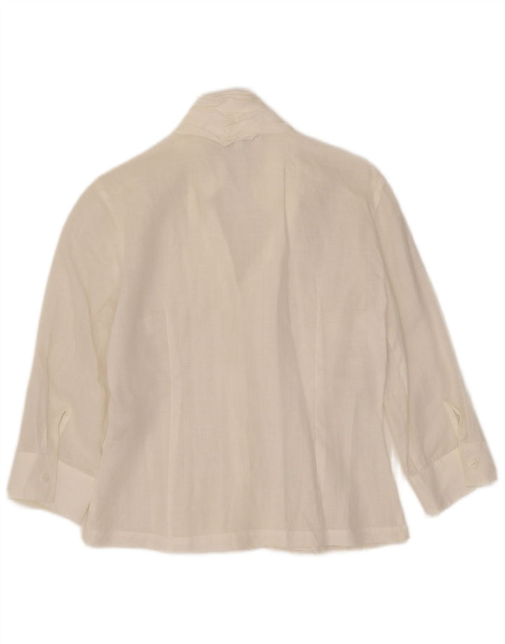 Naracamicie Blusa de manga 3/4 con volantes en la parte delantera para mujer UK 10 Small White