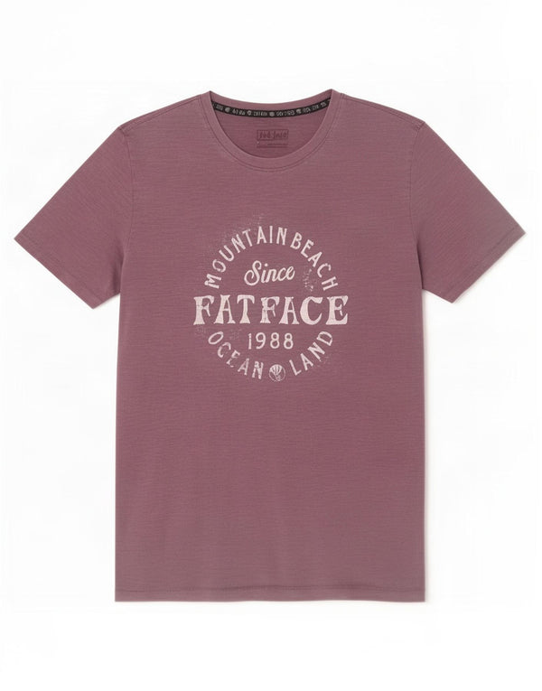 Camiseta con gráfico de hombre Fat Face Top de algodón morado medio