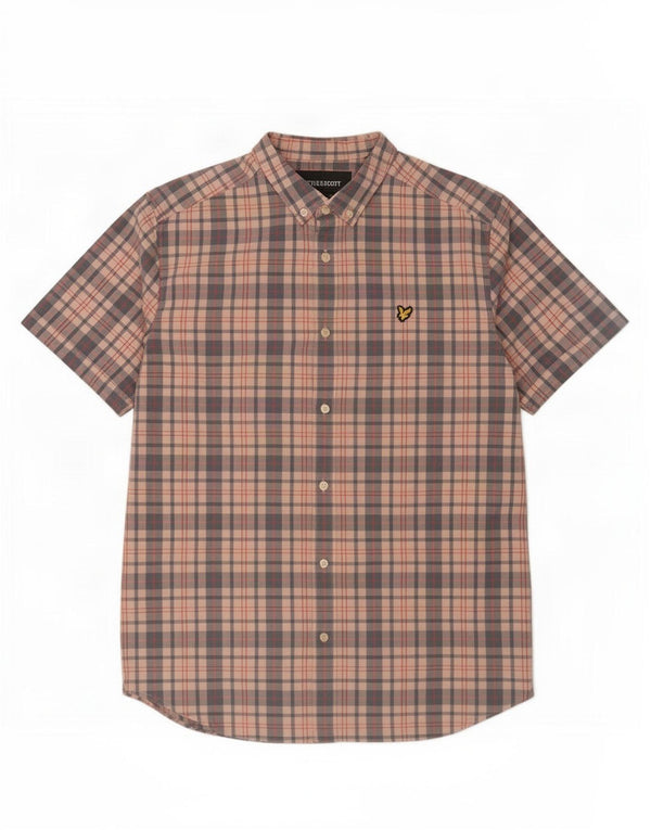 Lyle & Scott Camisa de manga corta para hombre XL Algodón a cuadros rosa