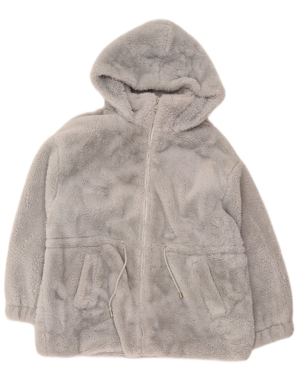 Guess Chaqueta Polar Extragrande con Capucha y Oso de Peluche para Mujer UK 18 XL Gris