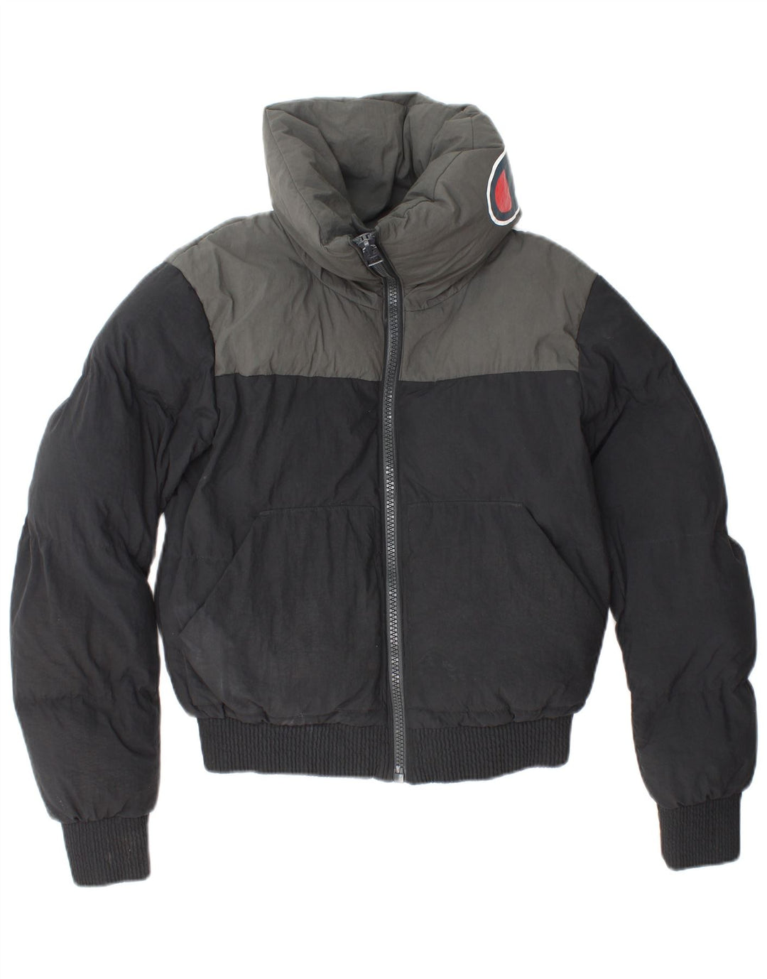 CHAMPION Chaqueta acolchada con gráfico de corte holgado para mujer UK 6 XS Bloque de color negro