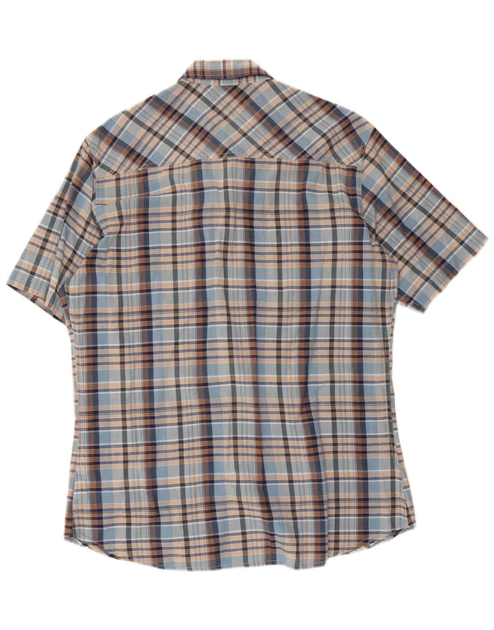 MARLBORO CLASSICS Camisa Manga Corta Hombre XL Azul Cuadros Algodón