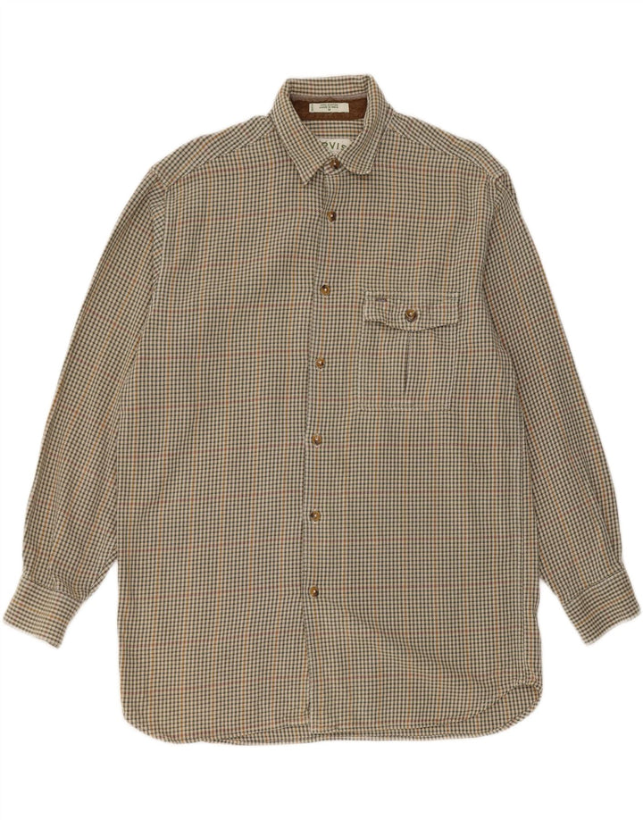 Camisa De Franela Orvis Hombre Algodón Pata De Gallo Verde Medio