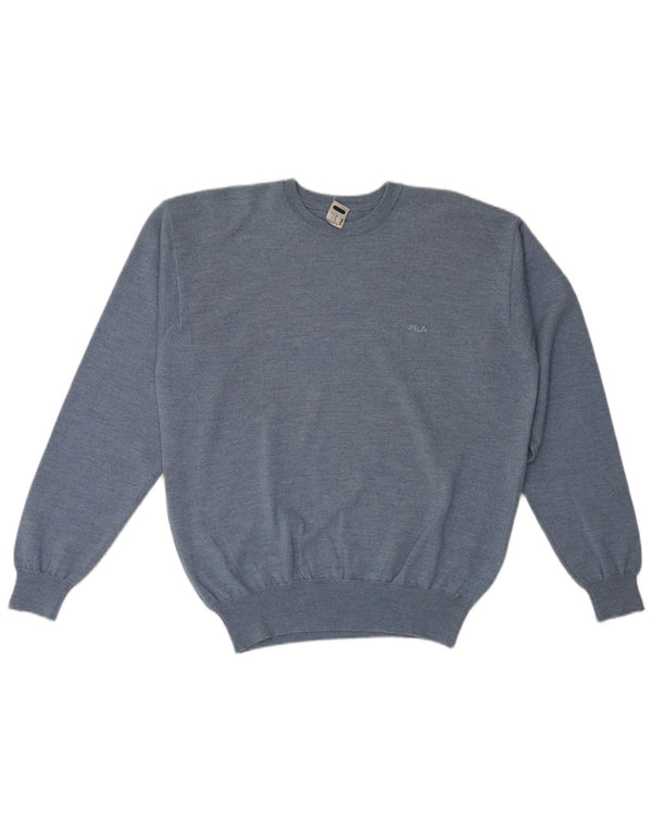 Fila - Jersey de cuello redondo para hombre, talla 2XL, lana azul